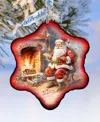 Designocracy Santa At The Fireplace Snowflake Mercury Glass Christmas Ornaments G. Debrekht In Multi Color