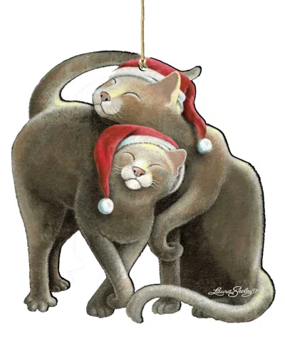 Designocracy Santa Cats Wooden Ornament By L. Seeley In Gray