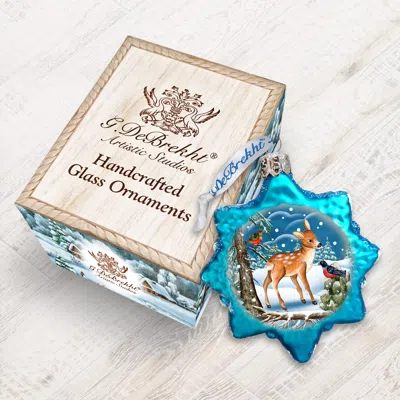 Designocracy Santa Forest Friends Glass Ornament In Blue