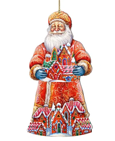 Designocracy Santa's Gingerbread House Wood Ornament In Multi