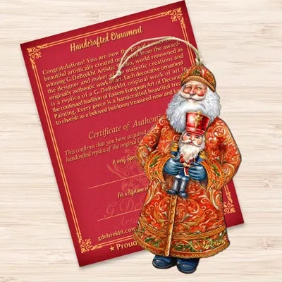 Designocracy Santa's Holiday Nutcracker Wooden Ornaments By G. Debrekht In Multicolor