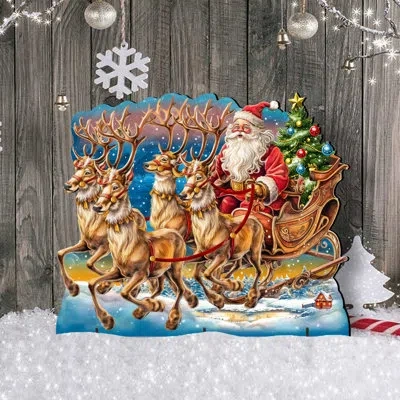 Designocracy Santa In Sleigh Figurine In Multi