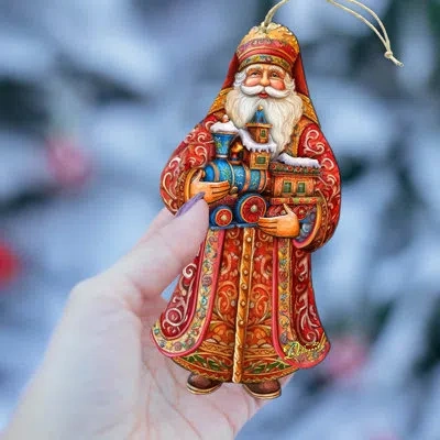 Designocracy Santa's Miniature Holiday Express Wooden Ornaments By G. Debrekht In Multicolor