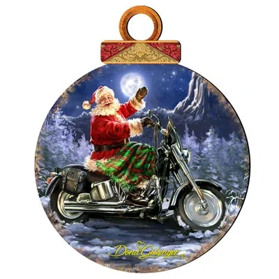 Designocracy Santa Motorcycle Rider Holiday Shaped Ornament