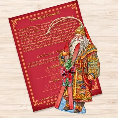 Designocracy Santa's Skiing Adventure Wooden Ornaments By G. Debrekht In Multicolor