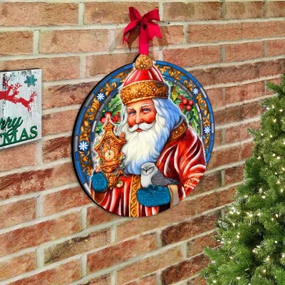 Designocracy Santa With Clock Holiday Door Décor By G. Debrekht In Red
