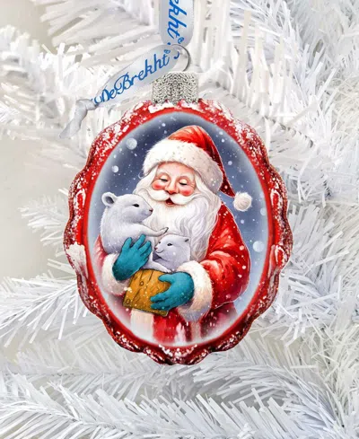 Designocracy Santa With Cubs Keepsake Mercury Glass Christmas Ornaments G. Debrekht In Multi Color
