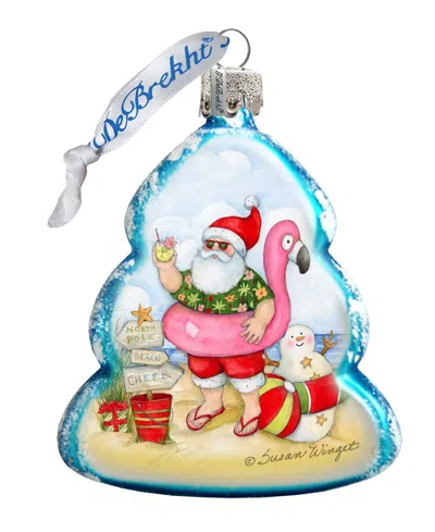 Designocracy Santa With Flamingo Toy Glass Ornaments In Multi