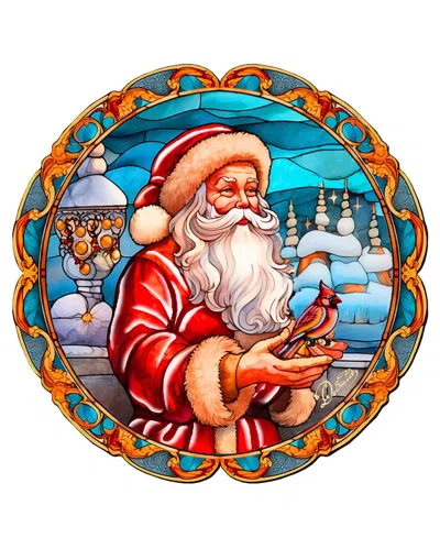 Designocracy Santa With Red Cardinal Holiday Decor In Multi
