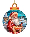 Designocracy Santa With Red Cardinal Wooden Ornament In Multi