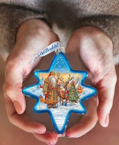Designocracy Santa With Reindeer Star Mercury Glass Christmas Ornaments G. Debrekht In Multi Color