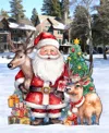 Designocracy Santa With Reindeers 32" Outdoor Christmas Lawn Decor G. Debrekht In Multi Color