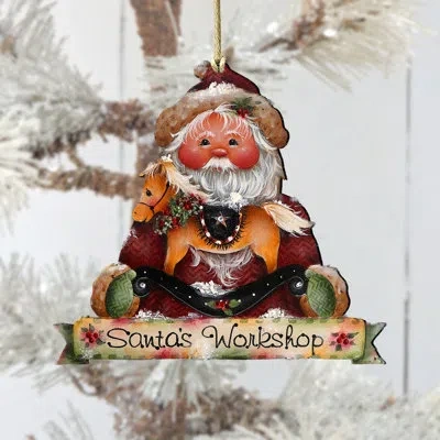 Designocracy Santa's Workshop Wooden Ornament By J. Mills-price In Multicolor