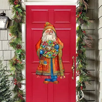 Designocracy Santa's Wreath Of Joy Holiday Door Decor By G. Debrekht In Red