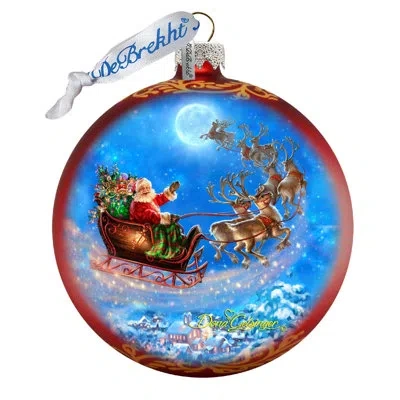 Designocracy Santa-magical-flight Ball Ornament In Multicolor