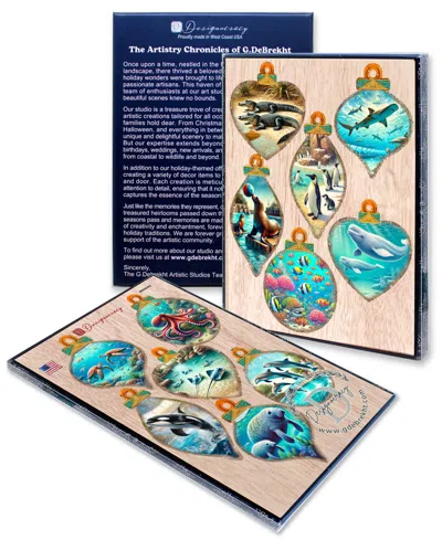 Designocracy Sea Life Wooden Ornaments, Set 12 In Multi