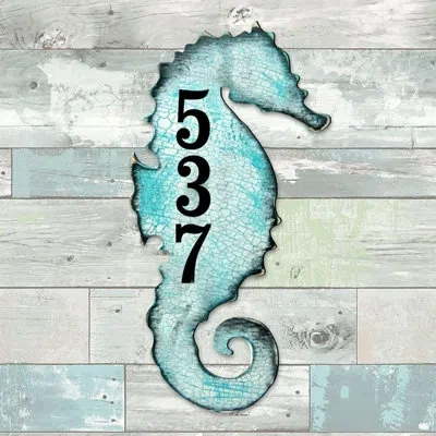 Designocracy Seahorse Coastal House Door Mailbox 1-line Wall Address Plaque