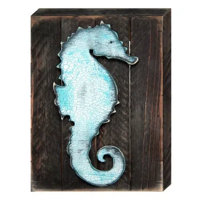 Designocracy Seahorse Wooden Vintage Board Wall Décor In Brown;green