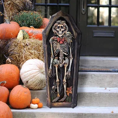 Designocracy Skeleton Coffin Holiday Door Decor By G. Debrekht In Black