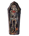 Designocracy Skeleton Coffin Outdoor Decor In Multi