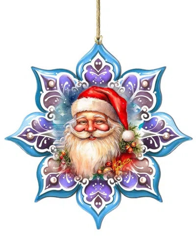 Designocracy Smiling Santa Snowflake Holiday Ornament In Multi