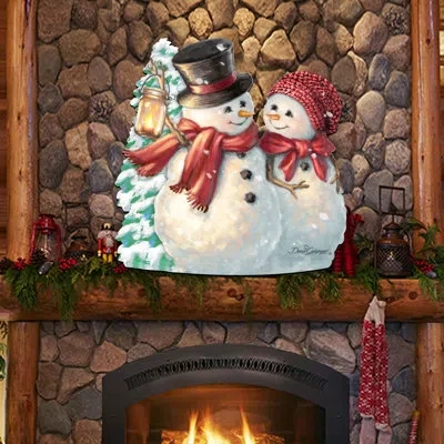 Designocracy Snow Much In Love Outdoor Decor Lawn Art/figurine In Red,white