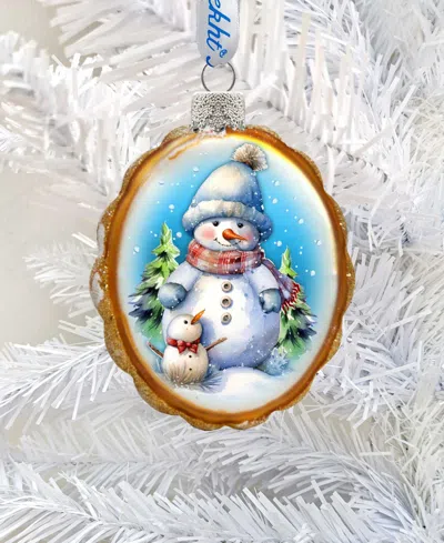 Designocracy Snowman's Family Keepsake Christmas Mercury Glass Ornaments G. Debrekht In Multi Color