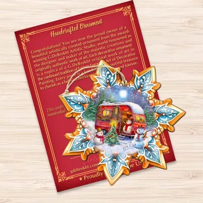 Designocracy Snowman's Family Snowflake Wooden Ornaments By G. Debrekht In Blue