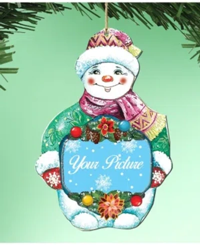 Designocracy Snowman Picture Ornament, Set Of 2 In Multi