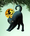 Designocracy Spooky Halloween Cat Wood Ornaments Set Of 2 Laura Seeley Pets Decor