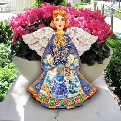 Designocracy Spring Angel Girl With Butterflies Scenic Door Hanger In Multicolor