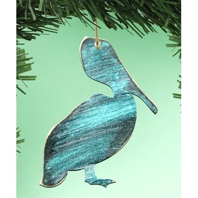 Designocracy Standing Pelican Rustic Wooden Ornament In Multicolor