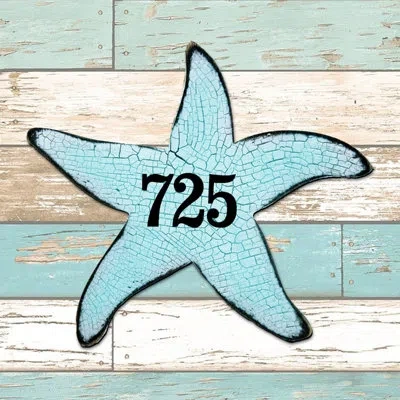 Designocracy Starfish House Door Mailbox 1-line Wall Address Plaque