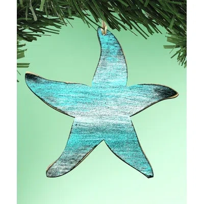 Designocracy Starfish Rustic Wooden Ornament In Multicolor