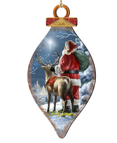 Designocracy Starry Night Santa Cone Wood Ornament In Multi