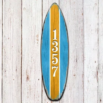 Designocracy Surfboard House Door Mailbox 4-line Wall Mount