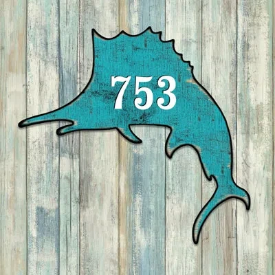 Designocracy Swordfish 1-line Hanging Sign