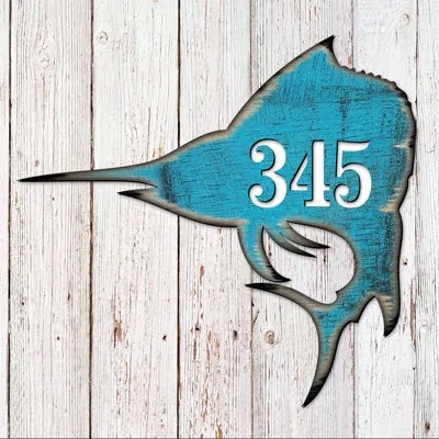 Designocracy Swordfish 1-line Hanging Sign