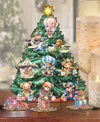Designocracy Teddy Bears Themed Wooden Christmas Tree With Ornaments Set Of 13 G. Debrekht In Multi Color