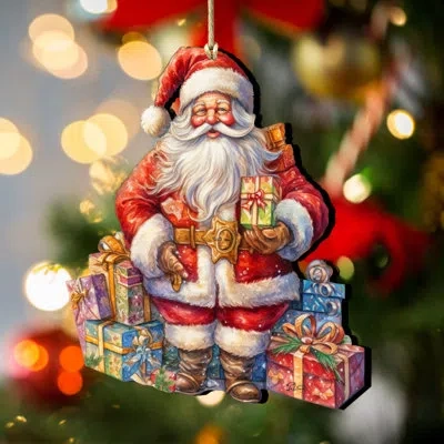 Designocracy The Joy Of Giving Wooden Ornament By G. Debrekht In Multicolor