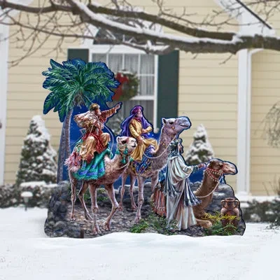 Designocracy The Magic Of Three Kings Home And Outdoor Decor Lawn Art/figurine In Blue