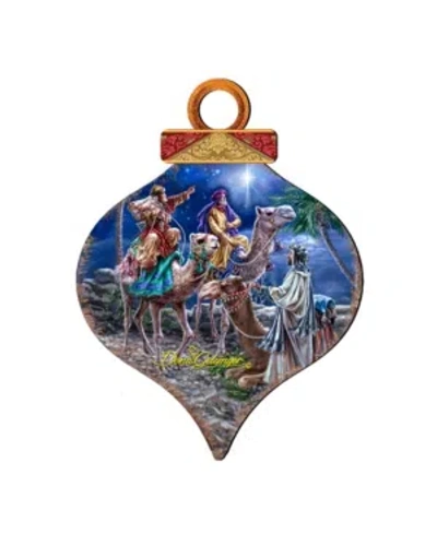 Designocracy The Magic Wrap Drop Wooden Ornaments, Set Of 2 In Multi