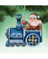 Designocracy Train Riding Santa Wooden Christmas Ornament Set Of 2 In Multi