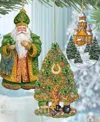 Designocracy Traveling Santa Wooden Ornaments Set Of 3 By G.debrekht In Multi Color