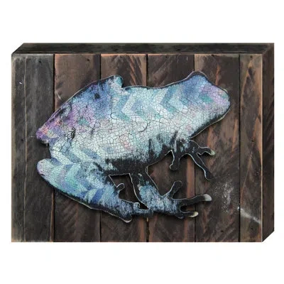 Designocracy Tree Frog  Art On Board Wall Décor In Blue;wood