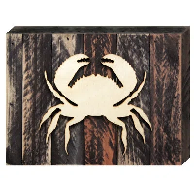 Designocracy Tropical Crab Vintage Board Wall Décor In Brown