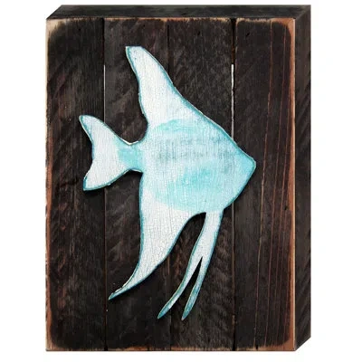 Designocracy Tropical Fish Art On Reclaimed Wooden Board Wall Décor In Brown;green