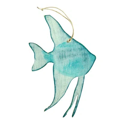 Designocracy Tropical Fish Rustic Wooden Ornament In Multicolor