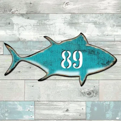 Designocracy Tuna Fish House Door Mailbox 1-line Wall Address Plaque