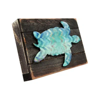 Designocracy Turtle Art On Board Wall Décor In Teal,brown